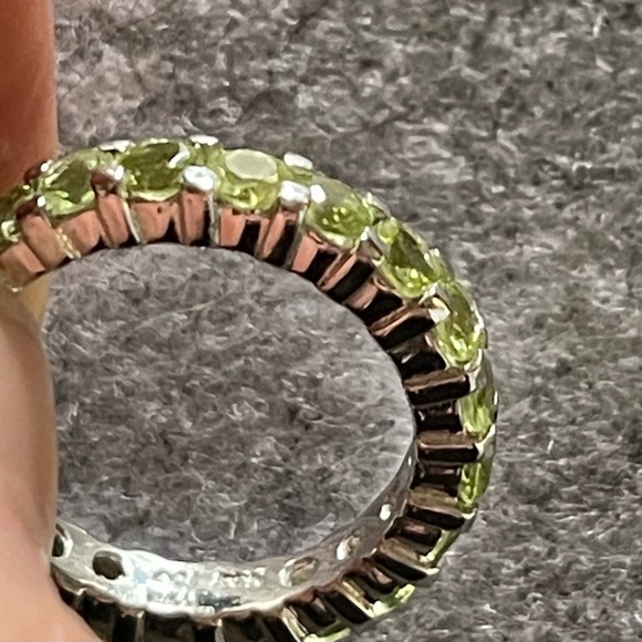 925 Sterling silver eternity ring band, possibly peridot.